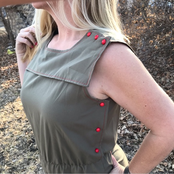 vintage 80s culotte romper S olive red - Picture 7 of 7